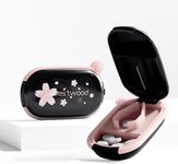 HyJeryty Black Small Pill Cutter and Splitter with Centering Device, Cuts Vitamins and Tablets, Portable Pill Crusher for Purse Pocket
