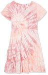 Roxy Women's Biggest Fan Short Sleeve Dress Casual, Heather Rose Nautilus Tie Dye 214, 16