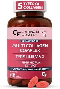 Carbamide Forte Multi Collagen Supplements For Skin | Collagen Tablets For Women & Men | Skin Supplements For Glowing Skin | Hydrolyzed Peptides With Type I, II, III, V & X - 90 Tablets