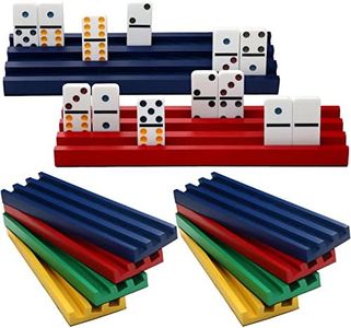 Tatuo 8 Pcs Colorful Domino Trays Wooden Domino Racks Wood Domino Holders Domino Stands Tile Holder Mexican Train Dominoes Accessories for Domino Games Supplies, Dominoes Not Included