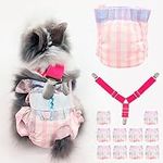 Disposable Rabbit Diapers,Small Pee Pads,with Rabbit Suspenders for Diapers Female,Squirrel Diapers,for Bunny Guinea Pig Kitten Hedgehog Sindoor and Outdoor Activities.(10PCS) (Pink Plaid, S)