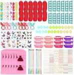 120 PCS Spa Party Favors for Multiple Spa Party Supplies, with Nail File Toe Separators Pink Tote Bags Colorful Hair Braids Clips Eye Mask Nail Stickers Butterfly Tattoo Stickers for Birthday Party Supplies Gifts Party Favors