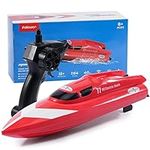 ifollower RC Boat for Kids, 2.4Ghz Electric Remote Control Boat for Pools and Lakes 12km/h Racing Boat Toys with 2 Rechargeable Batteries Perfect for Boys Girls Birthday Gift (Red)