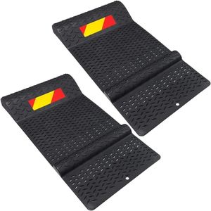 Garage Parking Stops, 2 Pack Parking Mat with Adhesive Tape & Mounting Bolts, Reflective Strips, Non-Slipping Surface, Anti-Skid Wheel Stopper, Garage Car Stopper for Most Vehicle