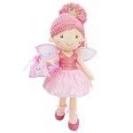 June Garden 17" Tooth Fairy Doll Anastasia - Plush Stuffed Soft Doll Girl Gift - Pink Outfit and Wings