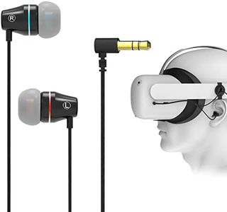 Geekria QuickFit VR Short Earbuds Compatible with Meta Q2, In-Ear Headphones with S/M/L Size Ear Tips, 3D 360 Degree Sound Earphone for Virtual Reality Gaming Headset (Black)
