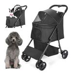 Wedyvko P10 Dog Stroller for Small Dogs, Upgraded & Thickened Frame, Pet Puchchair for Cats, Black