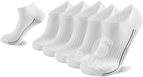 Sunew Golf Ankle Bamboo Socks, Unisex Workout Ankle Athletic No-Show Sock Soft Low Cut Socks 6 Pair White Medium