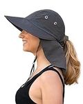 Camptrace Wide Brim UPF 50+ Hiking Fishing Gardening Hat with Neck Flap Sun Protection Outdoor Safari Hats for Women Nylon