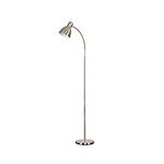 MiniSun Modern Antique Brass Adjustable Reading/Craft Floor Lamp - Complete with a 6w LED GLS Bulb [6500K Cool White]