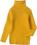 EISHOW Unisex Baby Boys Girls Warm Knit Sweater Pullover Long Sleeve Soft Turtleneck High Neck Solid Children Autumn Sweater, Yellow, 3 Years