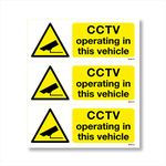 stika.co Set of 3 CCTV Camera operating in this Vehicle signs 8x3cm, Warning car taxi bus decals Adhesive Waterproof Vinyl Stickers