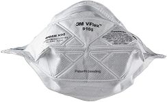 3M 9105 Vflex Disposable Respirator N95 Face Mask, Non Woven Fabric, 3 Panel Flat Fold, Elastic Headband, Anti Air Pollution Respirator (White, Pack of 100)