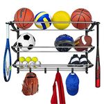 LYNK® Garage Sports Equipment Organizer - Wall Mount Ball Rack - Sports Equipment Storage - Ball Storage for Garage - Garage Toy Storage - Easy to Install Sports Storage Organizer for Garage - Black