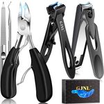 Nail Clippers for Toenails & Fingernails - Straight 17mm Wide Jaw Toenail Clippers for Men Thick Nails, 37mm Heavy Duty Toe Nail Cutter for Seniors, No Splash Nail Clippers w Catcher for Women