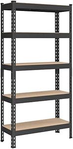 SONGMICS 5-Tier Storage Shelves, Garage Storage, Boltless Assembly, Adjustable Shelving Unit, 11.8 x 29.5 x 59.1 Inches, Load 1929 lb, for Shed Warehouse Basement Kitchen, Black UGLR300B01