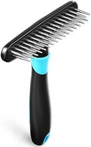 Dog rake deshedding dematting brush comb - Undercoat rake for dogs, cats, rabbits, matted, short or long hair coats - Brush for shedding, double row of stainless steel pins - Reduce Shedding by 90%