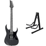 Ibanez GRGR131EX-BKF GIO Stealth Series Electric Guitar - Black Flat & KEPLIN Guitar Stand A Frame Foldable Universal Fits All Guitars Acoustic Electric Bass Stand A (Guitar Stand)