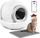 VICTONE Self Cleaning Cat Litter Box, Automatic Large Litter Box Self Cleaning for Multiple Cats App Control Kitty Litter Box with Garbage Bags/Mat (White)