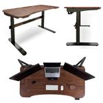 Flowlyf Electric Height Adjustable Desk - 3 yr WARRANTY | 3 Stage Dual Motor | 120 KG Wt. Capacity | Solid Acacia wood top | Sit Stand Desk range 63 cm-127 cm | Touch control & 4 memory pre-sets | CWB