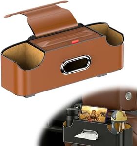 3 in 1 Car Backseat Organizer, Car Organizer And Storage Box with Hooks, Tissue Box, Cup Holder for Hold Phones, Snacks, Drinks, and Handbags, Multifunctional Car Seat Back Storage Box (Orange)