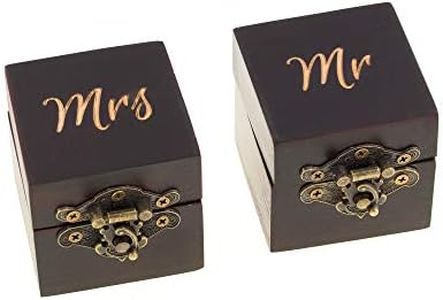 Ella Celebration Wooden Wedding Ring Boxes, Wood Ring Bearer Box Set for Bride and Groom (Mr and Mrs Mahogany Set)