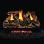 Peterson Real Fyre 24-inch Split Oak Log Set with Vent-Free Propane Gas Ansi Certified G9 Burner - Variable Flame Remote