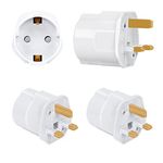 Incutex 2x Power Adapter EU to UK - Europe 2-Pin to 3-Pin UK - 13A Fuse - Travel Plug Socket European SchuKo in white