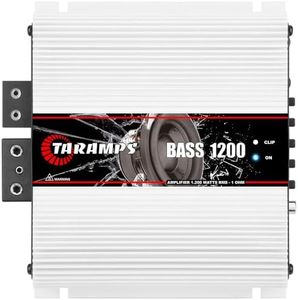 Taramps Bass 1200 Amplifier 1 Ohm 1200 Watts RMS 1 Channel Full Range Car Audio, Monoblock, LED Indicator, Level Control Class D, Crossover, Small amp