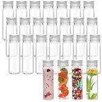 Kurtzy Clear Plastic Test Tubes with Screw Caps & Cleaning Brush (25 Pack) - 50ml - Reusable Transparent Container Tubes for Candy Storage, Scientific Party, Liquids, Bath Salts, Beads & Flowers