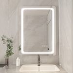 furduzz IL-05-70 Bathroom Led Mirror, 700x500mm Wall Mounted Vanity Mirror with Touch Switch, 3-Color Dimmable LED Light, Anti-fog, Vertical/Horizontal Smart Bathroom Mirror