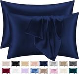 Lazzaro Home Satin Silk Pillowcases For Hair And Skin 2 Pack Pillow Cases with Envelope Closure Pillowcase Size 50 x 75 cm (Navy, 2pcs Pillowcases (50x75cm))