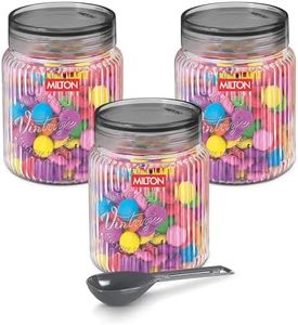 MILTON Olive 750 Airtight Food Grade Modular Plastic Container | BPA Free, Stackable & Transparent | Wide Mouth with See-Through Lid | Ideal for Cereals, Pulses, Spices, Set of 3, 750 ml each, Grey