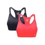PUMA Women's Seamless Sports Bra with Removable Cups (Medium, Pink/Black (2 Pack))