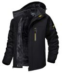TACVASEN Winter Jacket for Men Black Snow Ski Jacket Water Resistant Windproof Jacket Winter Coat with Hoodie Parka Mountain Warm Jacket Multi-Pockets