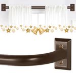 TVWOO Wrap Around Curtain Rods,Bronze Curtain Rods for Windows 48 to 84 Inch,1 Inch Adjustable Blackout Curtain Rod,Room Darkening Single Window Curtains Rods,Metal Curved Drapery Rods 48-90",Brown