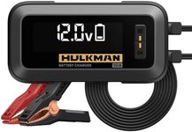 Hulkman Sigma 10 Amp Fast Car Battery Charger and Maintainer for 6V and 12V Battery with LED Screen Trickle Charger and Desulfator for Lead-Acid and Lithium-ion Battery for Car Truck and More