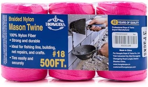 HONGDA Mason Line Set, 500 Feet #18 Braided Nylon Mason line String Perfect for Masonry Jobs and for The Layout of General Construction, Gardening, DIY Project, Fluorescent Pink