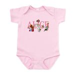 CafePress Alice & Friends in Wonderland Infant Bodysuit Cute Infant Bodysuit Baby Romper Petal Pink