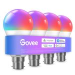 Govee RGBWW B22 Smart Bulb, Work with SmartThings, Matter, Alexa and Google Assistant, WiFi Alexa Light Bulbs B22, 9W, 800LM, Music Sync, 16 Million Colors, 54 Scenes, 4 Packs