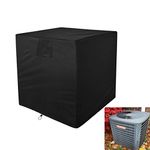 J&C Air Conditioner Cover Outdoor Black Universal Veranda Winter AC Unit Protection Cover Dustproof Full Protection for Outside Square Furniture Central Air Conditioner (34 x 34 x 38 in)