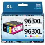 Gureef 963XL Ink Cartridges Multipack for HP 963 for HP 963XL Ink Cartridges Compatible with HP Officejet Pro 9010 9012 9013 9014 9015 9016 9018 9019 9020 9022 9025 (Black Cyan Magenta Yellow)