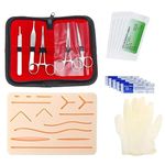 Suture Practice Kit with Instruments, Silicone Pad, Gloves, and Accessories for Medical, Surgical, Vetinary and Nursing Students