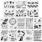 SRIZIAN 16 Pcs Drawing Painting Stencils, Plastic Drawing Stencils, Stencil for Crafts Reusable Painting Template Stencils for DIY Furniture Wall Floor Deco