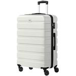 Luggage AnyZip PC ABS Hardside Lightweight Suitcase with 4 Universal Wheels TSA Lock Checked-Large 28 Inch (White)