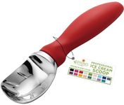 Spring Chef Ice Cream Scoop with Soft Grip Handle, Professional Heavy Duty Sturdy Scooper, Premium Kitchen Tool for Cookie Dough, Gelato, Sorbet, Red