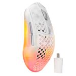SteelSeries Aerox 3 Wireless Gen 2 - Super-Light 68g Gaming Mouse, 4K Polling, 26K DPI Optical Sensor, 200 Hour Battery, IP54 Water Resistant, 80m Click Durability, RGB, 100% PTFE Feet - Ghost