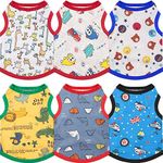 Geyoga 6 Pieces Dog Shirts Cute Printed Dog Clothes Cotton Pet Shirt Breathable Puppy Sweatshirt Apparel Outfit for Pet Dog(S)