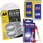 AlcoSense European Travel Kit inc NF Breathalysers + UK Stickers + AA Eurolites Headlight Deflectors for Europe | Car & Motorhome Parts for Car Trips in France, UK Number Plate GB Stickers for Europe