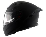 Axor Apex Solid ISI ECE DOT Certified Matt Black Full Face Dual Visor Helmet for Men and Women with Pinlock Fitted Outer Clear Visor and Inner Smoke Sun Visor Dull Black(M)